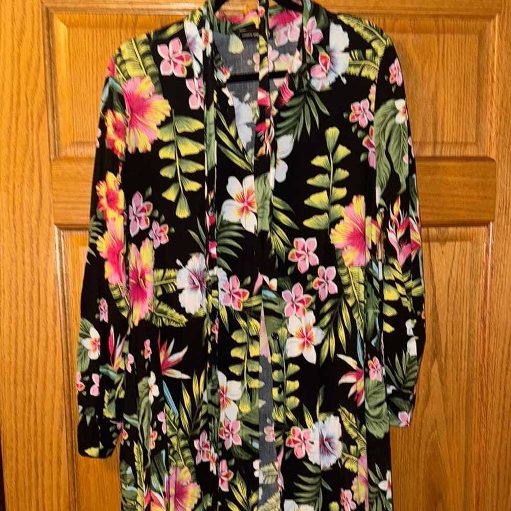 Floral Black Women's button up dress